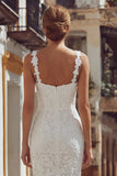 Ivory Thick Straps Lace Bodycon Midi Engagement Dress