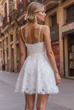 White Lace Sweetheart A Line Short Bachelorette Dress