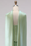 Sparkly Sage Green Mermaid Strapless Neck Scarf Long Prom Dress