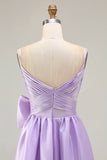 Lilac A-Line Maxi Prom Dress with Bow