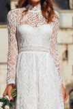 Ivory High Neck Sheath Maxi Boho Wedding Dress with Sleeves