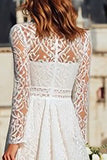 Ivory High Neck Sheath Maxi Boho Wedding Dress with Sleeves