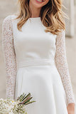 Ivory Backless A Line Midi Engagement Dress with Lace