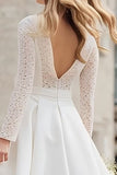 Ivory Backless A Line Midi Engagement Dress with Lace