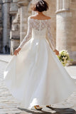 Ivory High Low Off the Shoulder Boho Wedding Dress with Lace