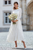 Ivory A Line Long Sleeves Lace Engagement Dress