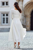 Ivory A Line Long Sleeves Lace Engagement Dress