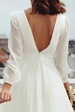 Ivory V-Neck A Line Midi Engagement Dress with Slit