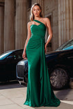 Dark Green Sweetheart Satin Mermaid Long Prom Dress