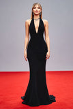 Black Mermaid Halter Backless Long Gala Dress