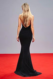 Black Mermaid Halter Backless Long Gala Dress