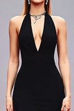 Black Mermaid Halter Backless Long Gala Dress