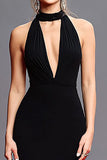 Black Backless High Neck Mermaid Long Gala Dress