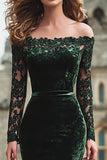 Dark Green Mermaid Off the Shoulder Long Holiday Party Dress