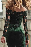 Dark Green Mermaid Off the Shoulder Long Holiday Party Dress