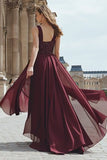 Sparkly Burgundy Sequin Cross Halter Long Prom Dress with Slit