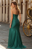 Dark Green Mermaid Strapless Corset Maxi Prom Dress