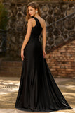 Black One Shoulder Cut Out Maxi Prom Dress with Slit