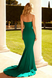 Peacock Green Long Spaghetti Straps Mermaid Prom Dress