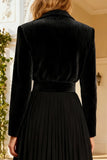 Black Short Notched Lapel Blazer Dress with Belt