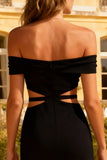 Black Cut Out Bodycon Midi Cocktail Dress