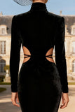 Black Velvet Cut Out Long Mermaid Holiday Party Dress