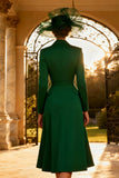 Midi Dark Green Peak Lapel A Line Blazer Dress