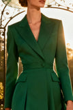 Midi Dark Green Peak Lapel A Line Blazer Dress