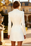 Short White Peak Lapel Blazer Wedding Dress with Sleeves