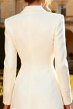 Short White Peak Lapel Blazer Wedding Dress with Sleeves