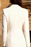 White Short Double Breasted Peak Lapel Blazer Wedding Dress