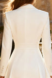 White Peak Lapel Double Breasted A Line Short Blazer Wedding Dress