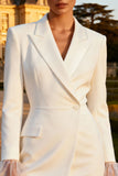 Simple White Single Breasted Peak Lapel Short Blazer Wedding Dress