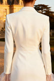 Simple White Single Breasted Peak Lapel Short Blazer Wedding Dress