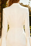 White Peak Lapel Flutter Sleeves Short Blazer Wedding Dress