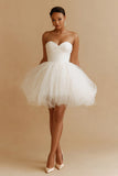 Cute White Sweetheart Tulle A Line Short Bachelorette Dress
