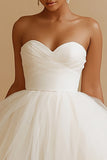 Cute White Sweetheart Tulle A Line Short Bachelorette Dress