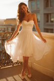 White Chiffon Sweetheart A Line Short Bridal Shower Dress