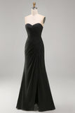 White Sweetheart Chiffon Sheath Long Engagement Dress with Slit