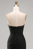 White Sweetheart Chiffon Sheath Long Engagement Dress with Slit