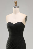 White Sweetheart Chiffon Sheath Long Engagement Dress with Slit