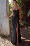 White Sweetheart Chiffon Sheath Long Engagement Dress with Slit