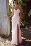 White Sweetheart Chiffon Sheath Long Engagement Dress with Slit