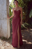 White Sweetheart Chiffon Sheath Long Engagement Dress with Slit