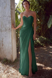 White Sweetheart Chiffon Sheath Long Engagement Dress with Slit