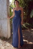White Sweetheart Chiffon Sheath Long Engagement Dress with Slit