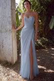 White Sweetheart Chiffon Sheath Long Engagement Dress with Slit