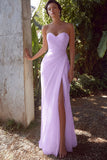 White Sweetheart Chiffon Sheath Long Engagement Dress with Slit