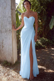 White Sweetheart Chiffon Sheath Long Engagement Dress with Slit