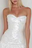 Sparkly White Sweetheart Sequin Short Cocktail Party Dress